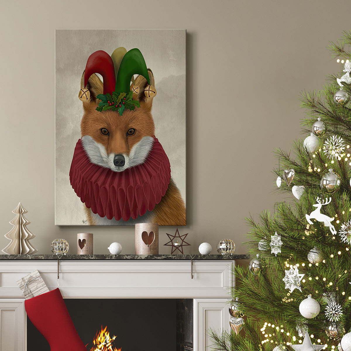 Christmas Foxy Christmas Fool - Gallery Wrapped Canvas