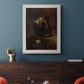 Classical religious portrait of Paul the Apostle by Rembrandt van Rijn in an ornate weathered white frame displayed in a dark-toned interior setting.