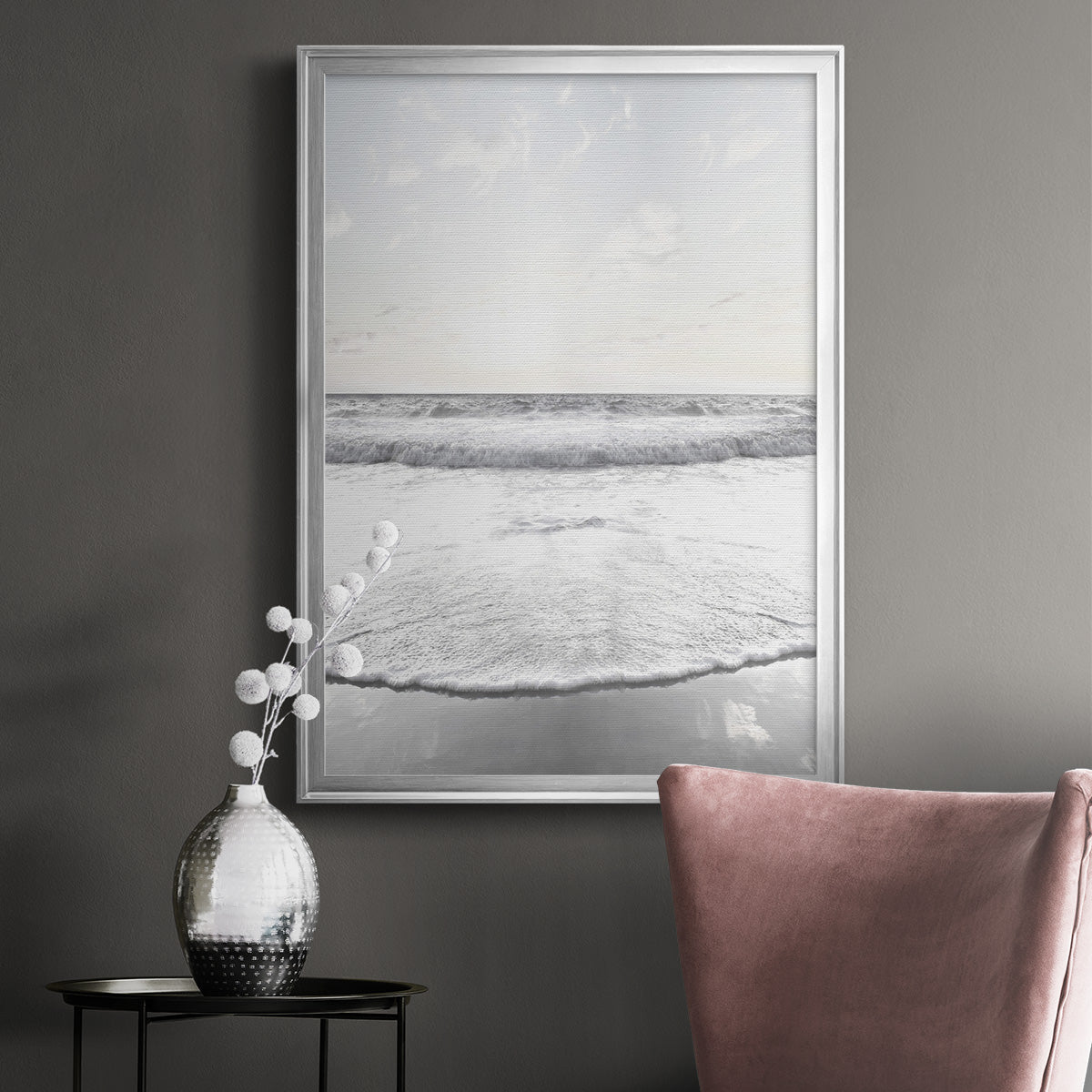 Serene Shore - Modern Framed Canvas Print