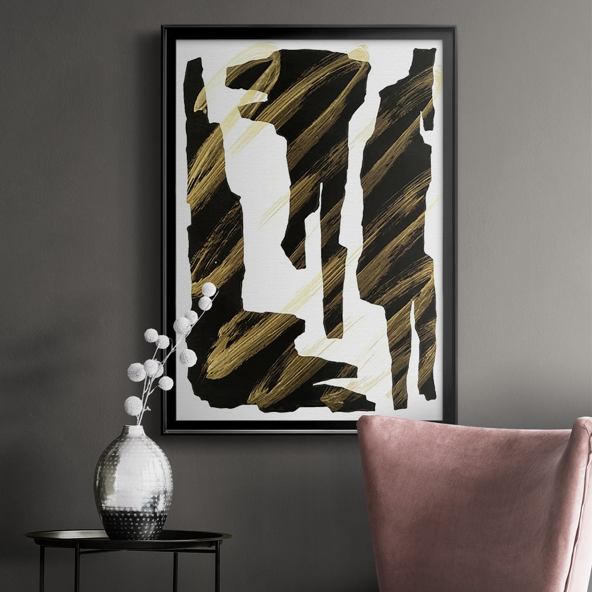 Onyx Obelisks III - Modern Framed Canvas Print