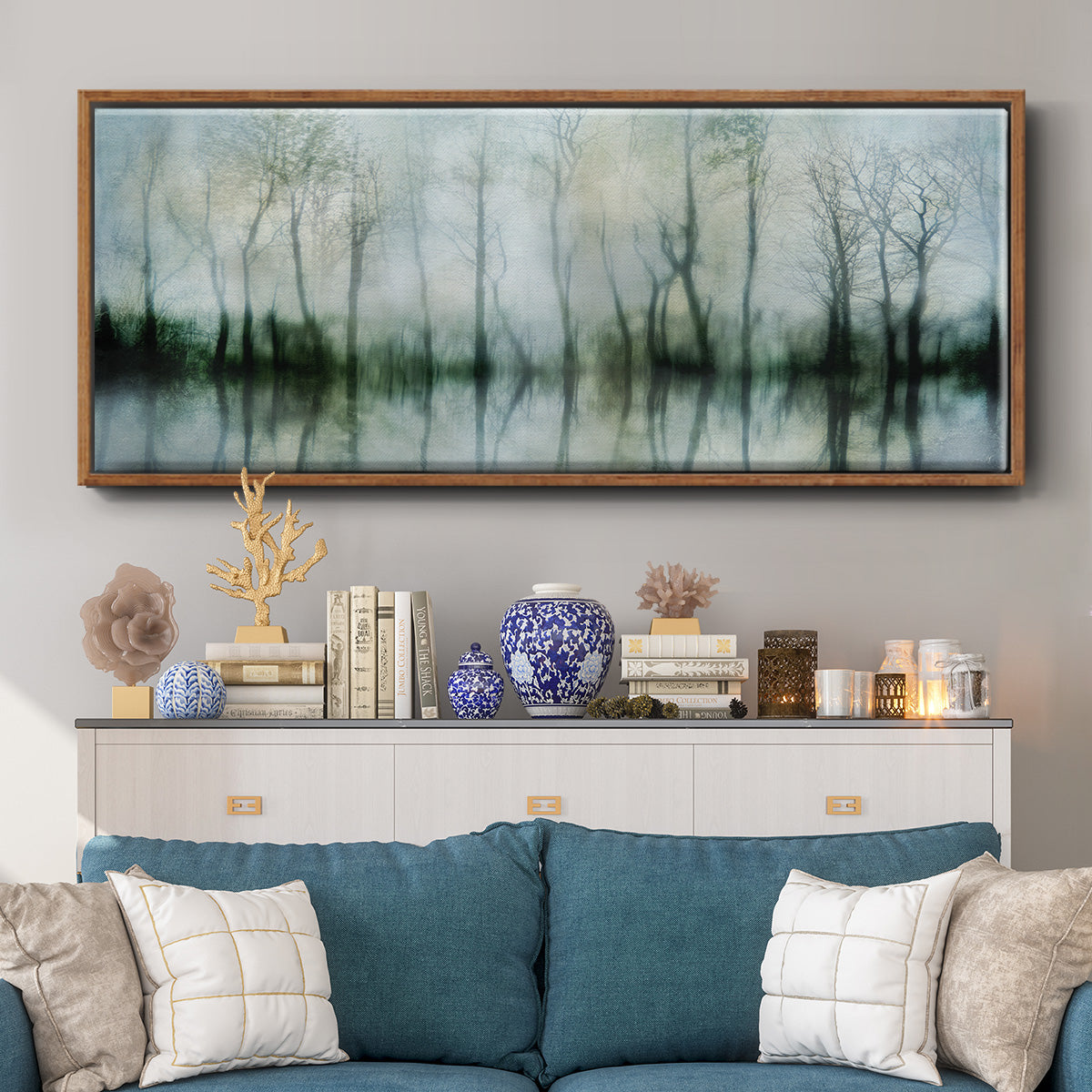 Mirrored Pond - Floater Framed Canvas Print