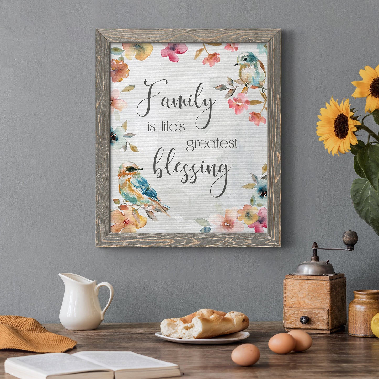 Spring Bird Blessing - Barnwood Framed Canvas Print