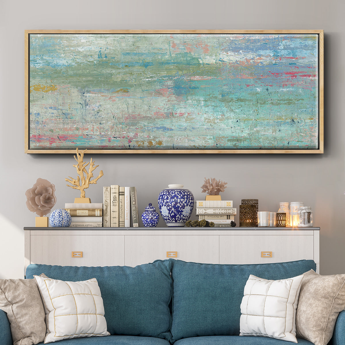 Pastel Watergarden - Floater Framed Canvas Print