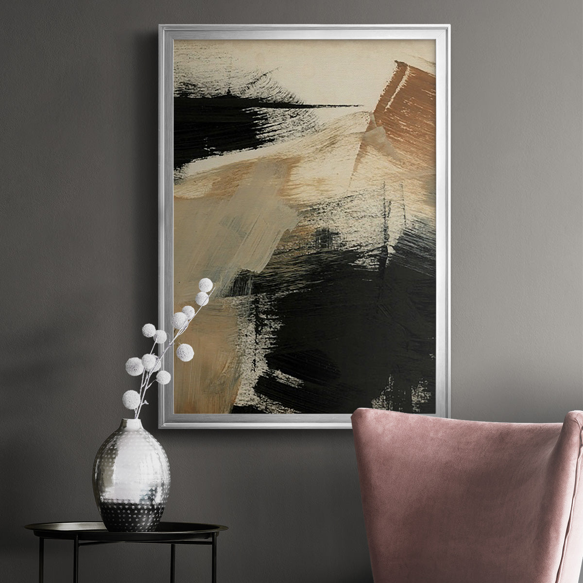 Baked Paintstrokes III - Modern Framed Canvas Print