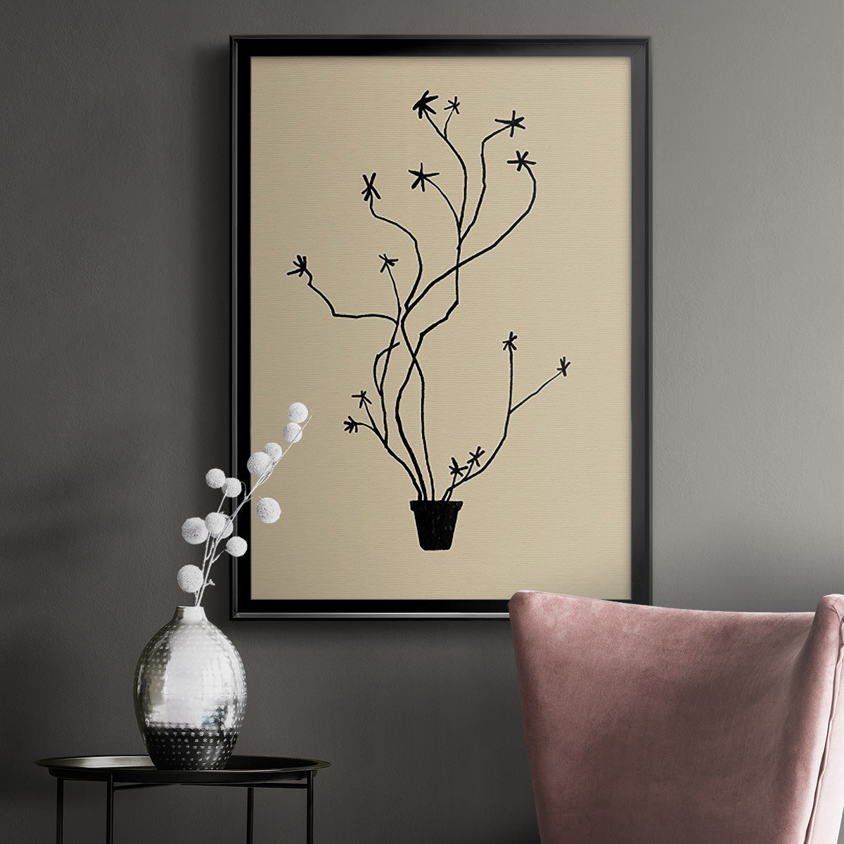 Spring Sprig Vase II - Modern Framed Canvas Print