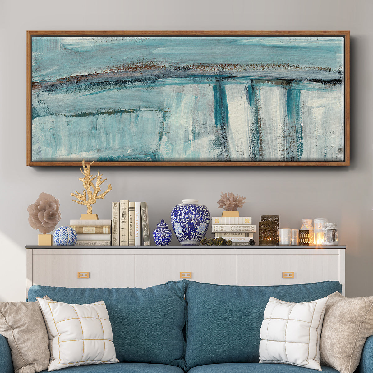 Acqua I - Floater Framed Canvas Print