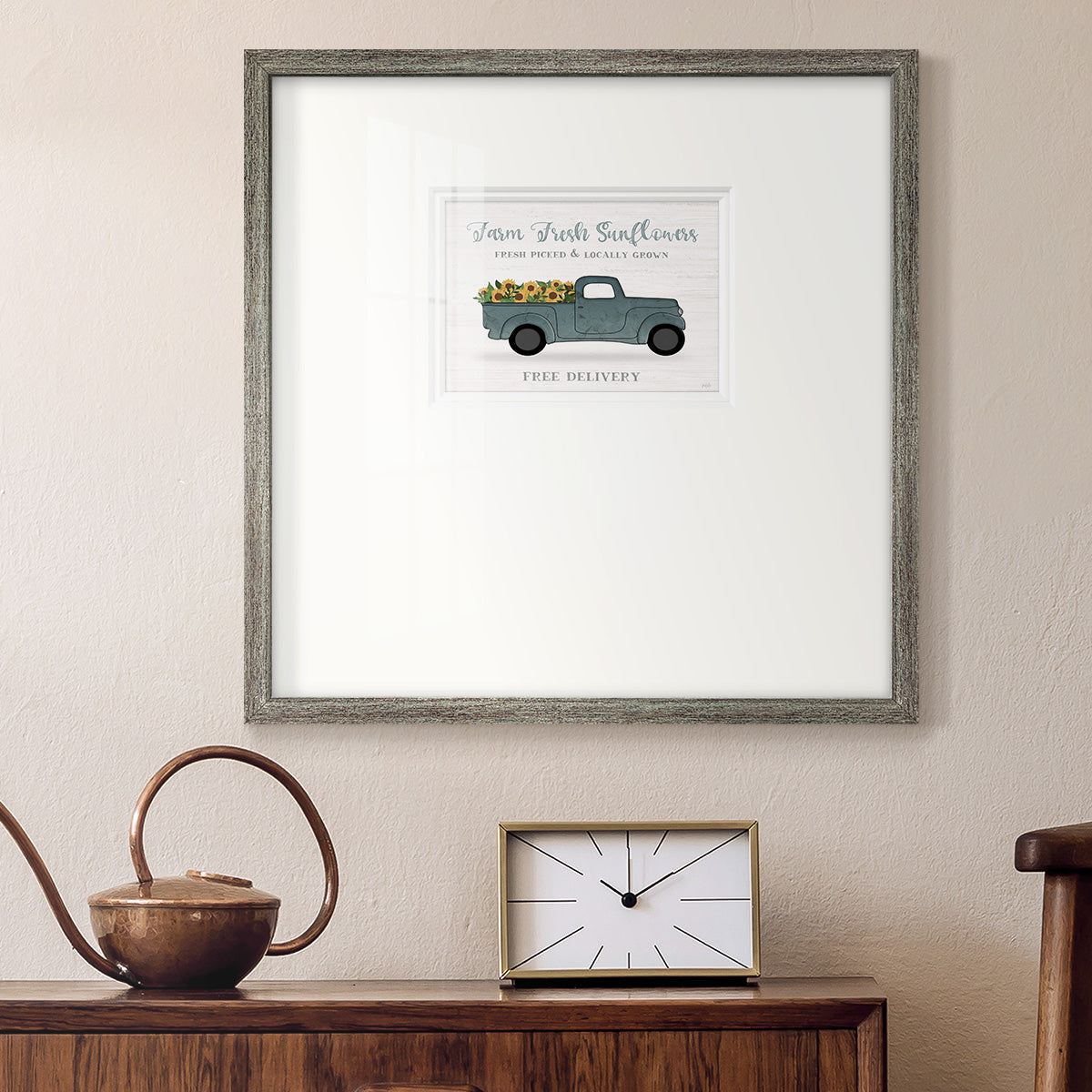 Farmers Market Truck Premium Framed Print Double Matboard