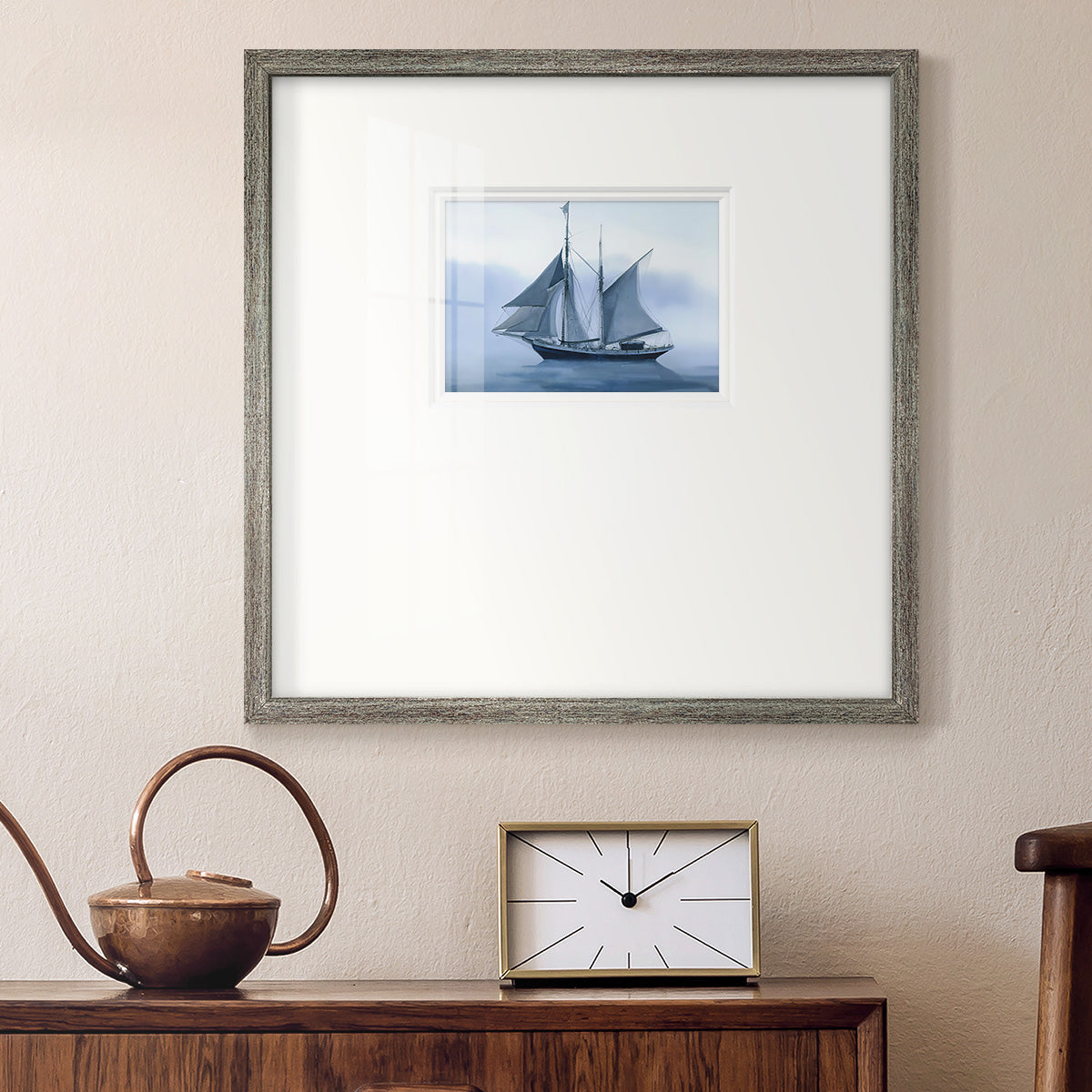 Misty Sail Premium Framed Print Double Matboard