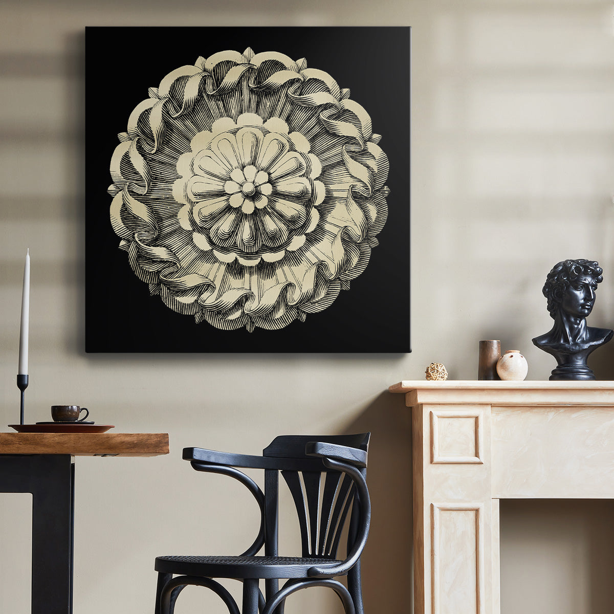 Black and Tan Rosette IV - Canvas Art Print