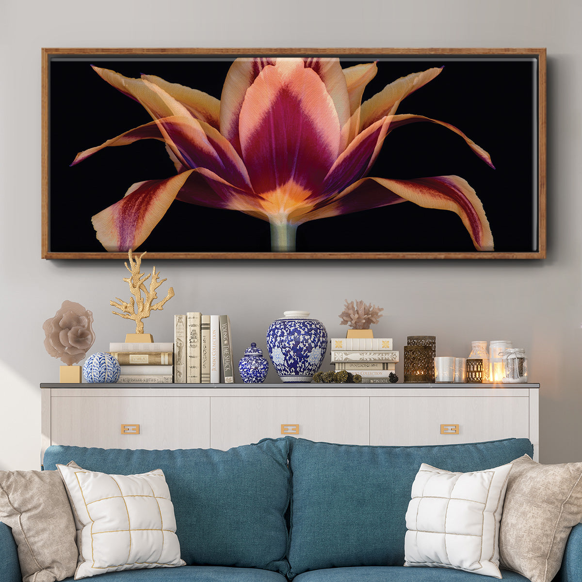 Red Tulip - Floater Framed Canvas Print