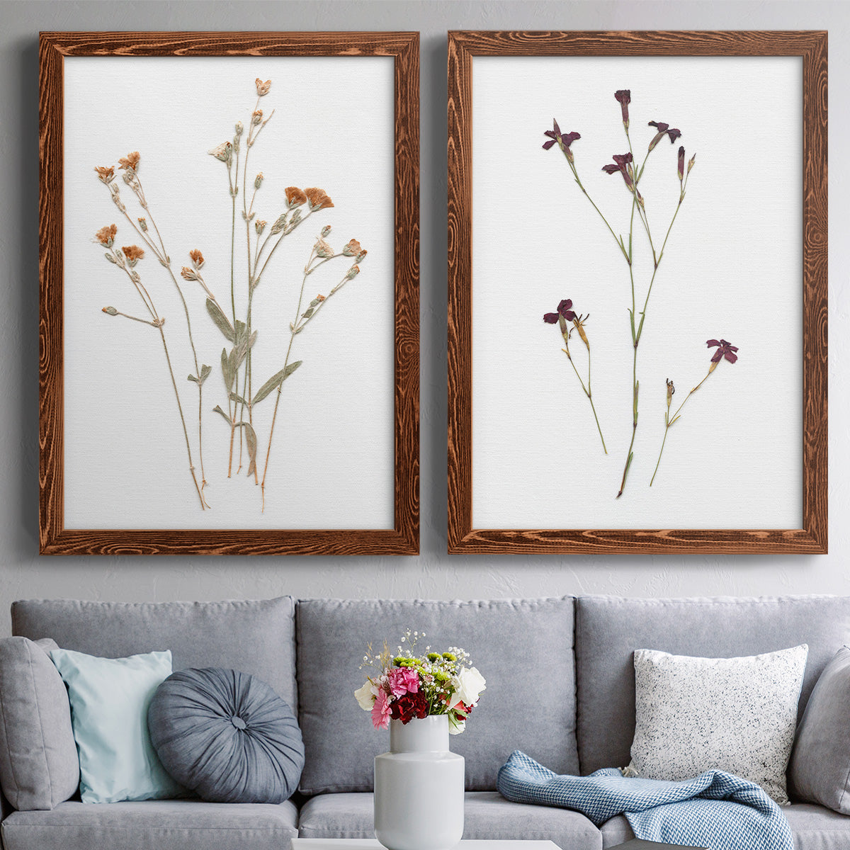 Pressed Botanical I - Premium Framed Canvas 2 Piece Set - Ready to Hang