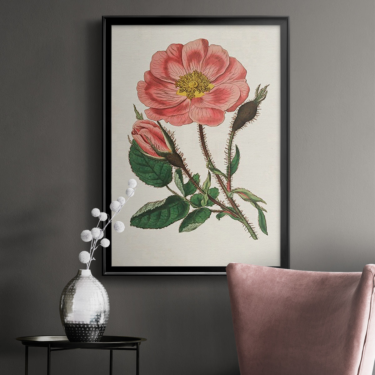 Pink Floral Mix IX - Modern Framed Canvas Print