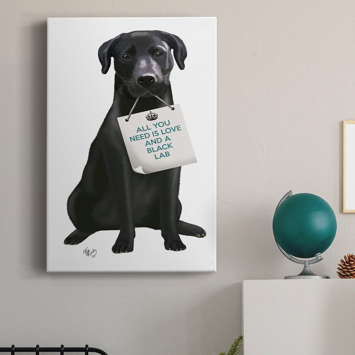 Love and Black Labrador Premium Gallery Wrapped Canvas - Ready to Hang