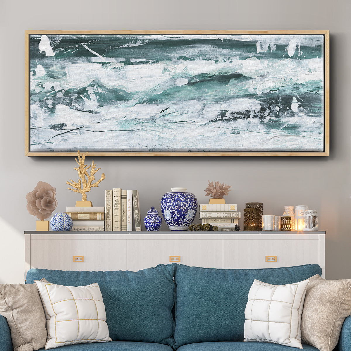 Misty Waves II - Floater Framed Canvas Print
