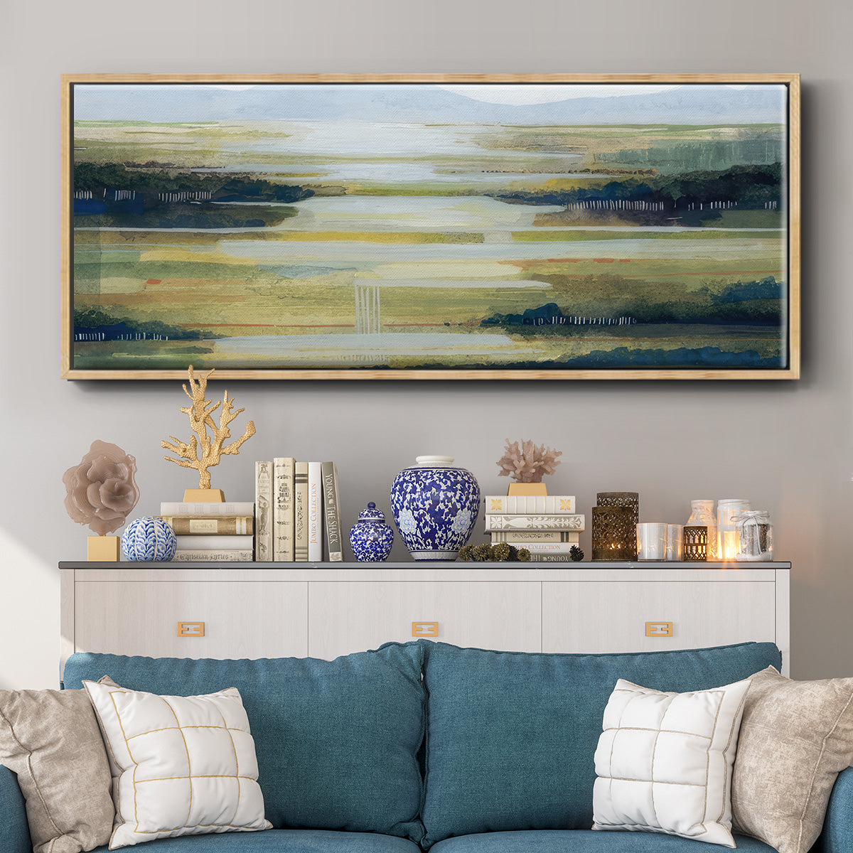 Lime Strata I - Floater Framed Canvas Print