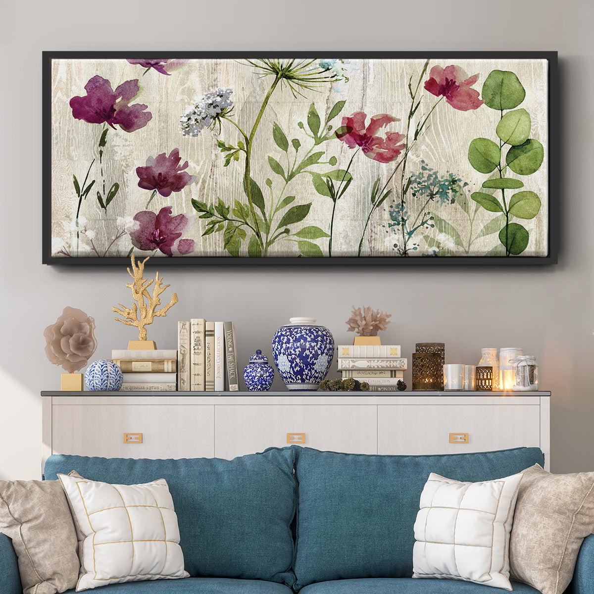 Meadow Flowers I - Floater Framed Canvas Print