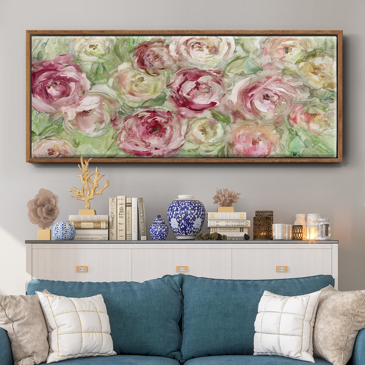 Climbing Rose - Floater Framed Canvas Print