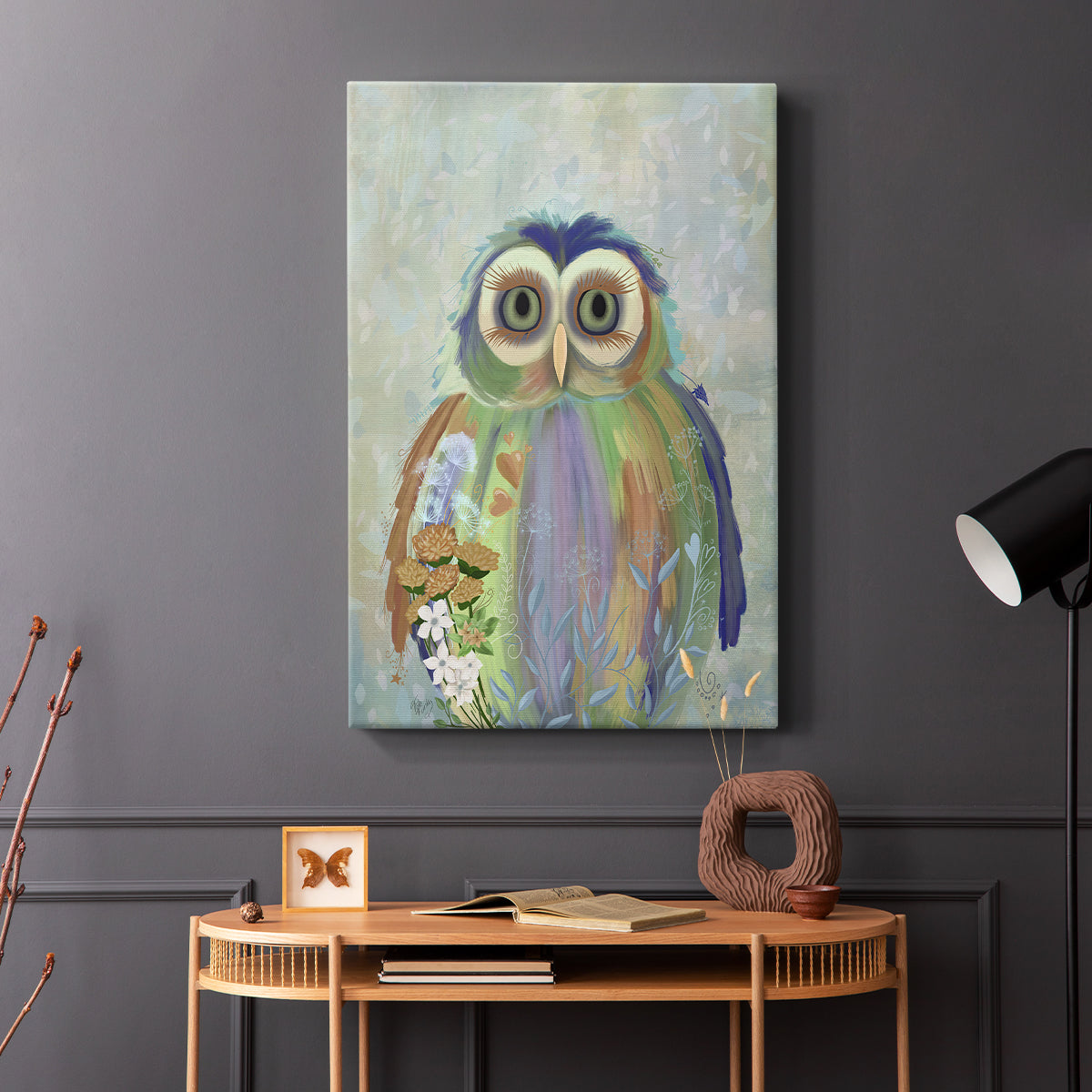 Fantastic Florals Owl - Canvas Art Print