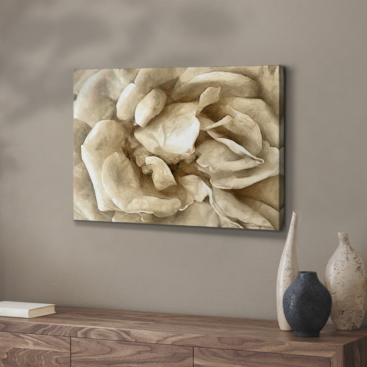 Neutral Wall Flower II - Canvas Art Print