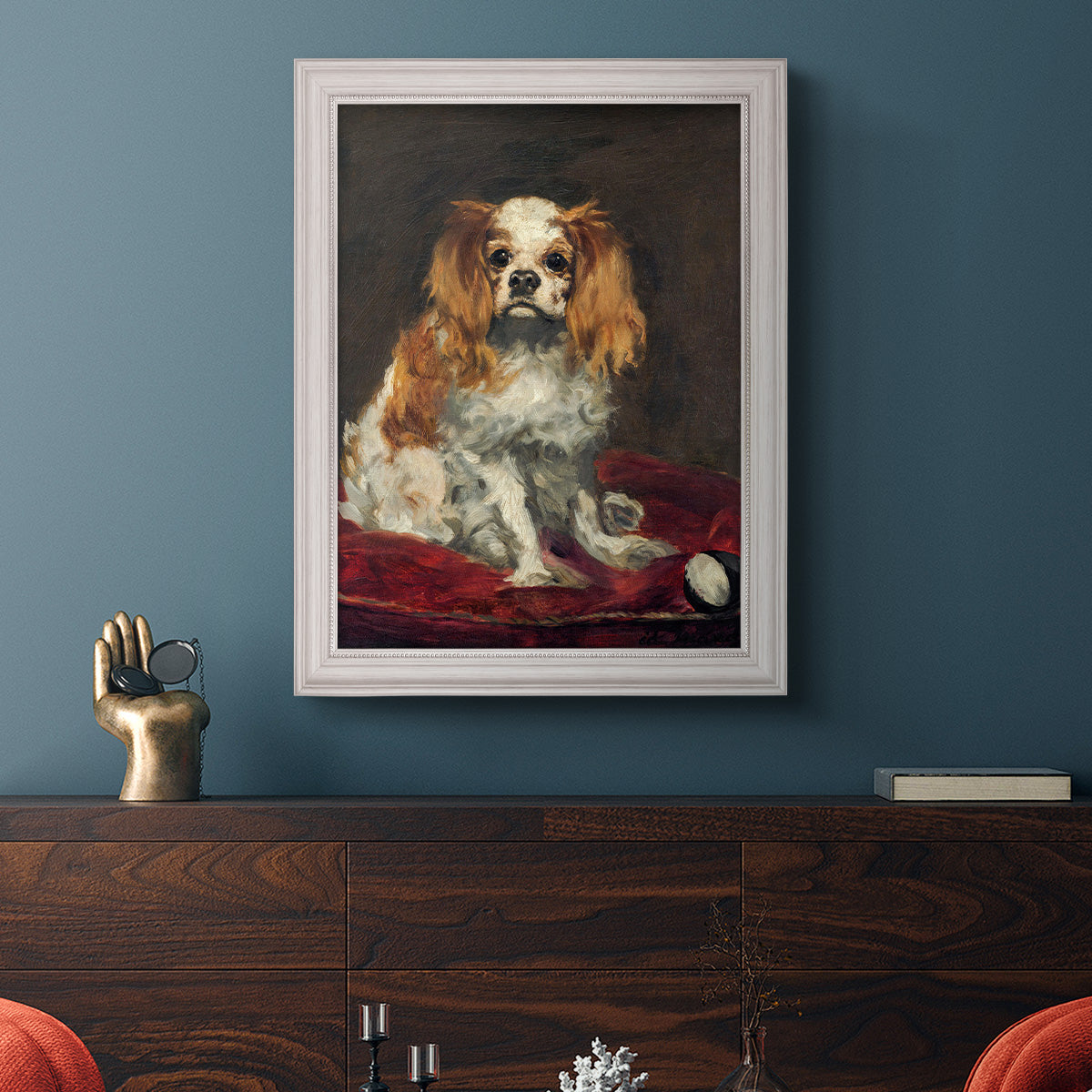 A King Charles Spaniel - Ornate Framed Canvas Print