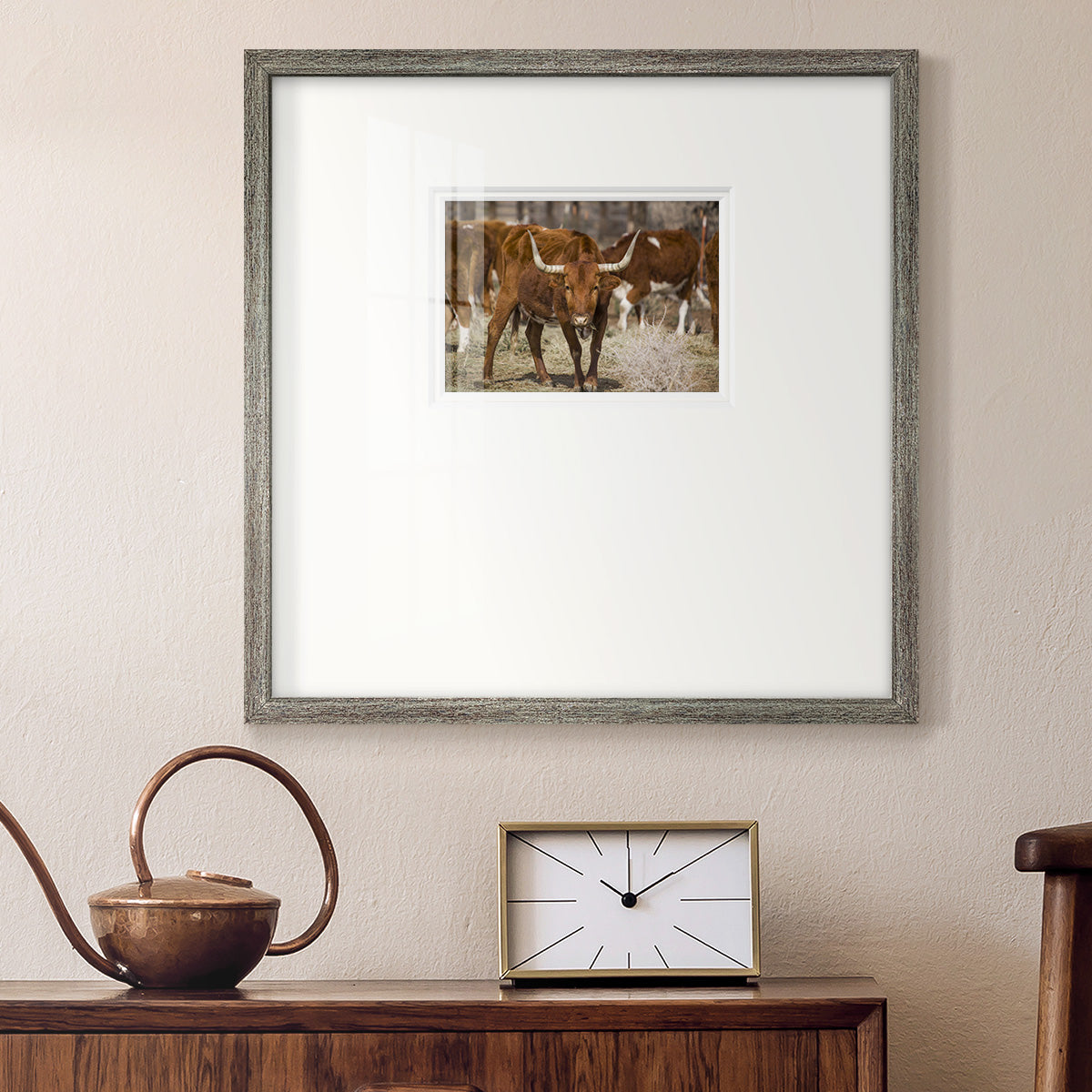 Longhorns - Double Matboard Framed Print