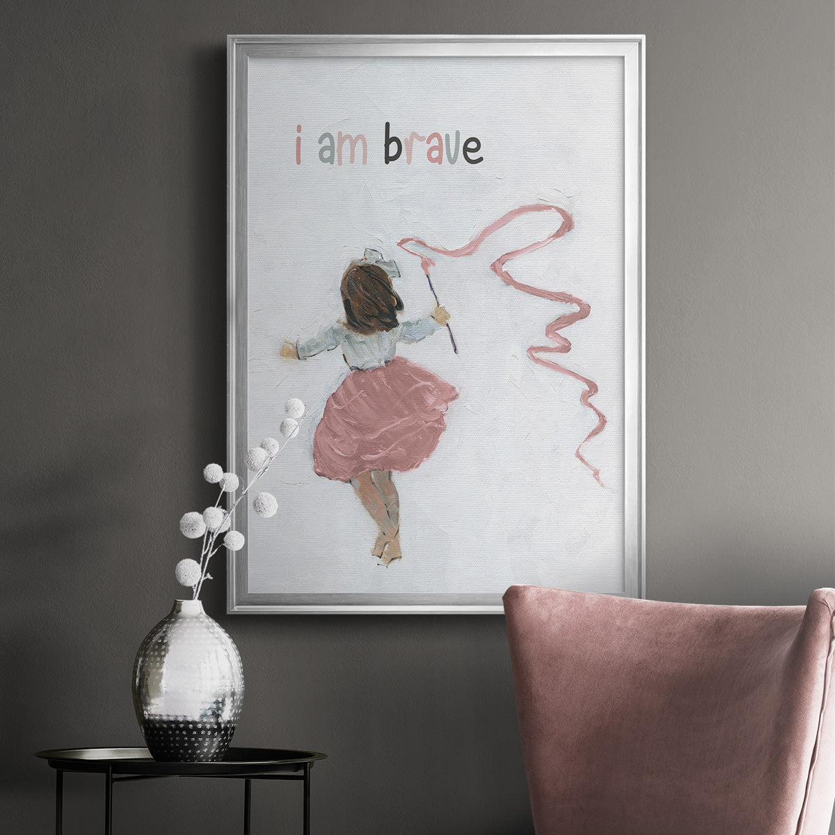 Girl Catching Wind - Modern Framed Canvas Print