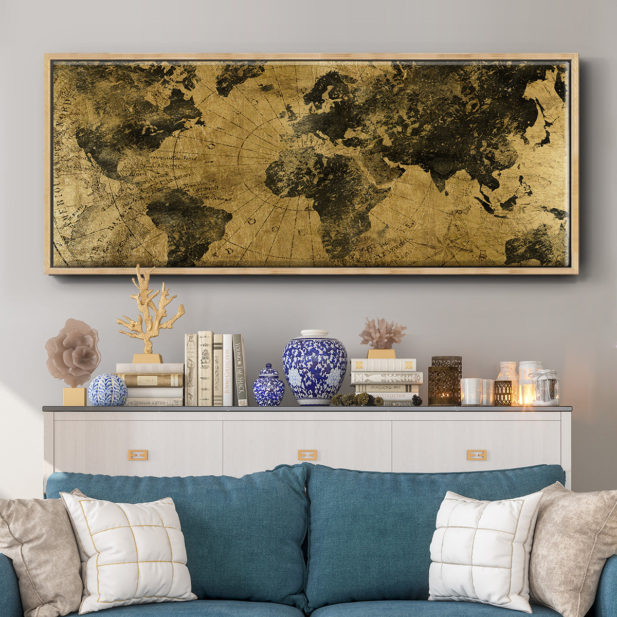 Golden Atlas - Floater Framed Canvas Print