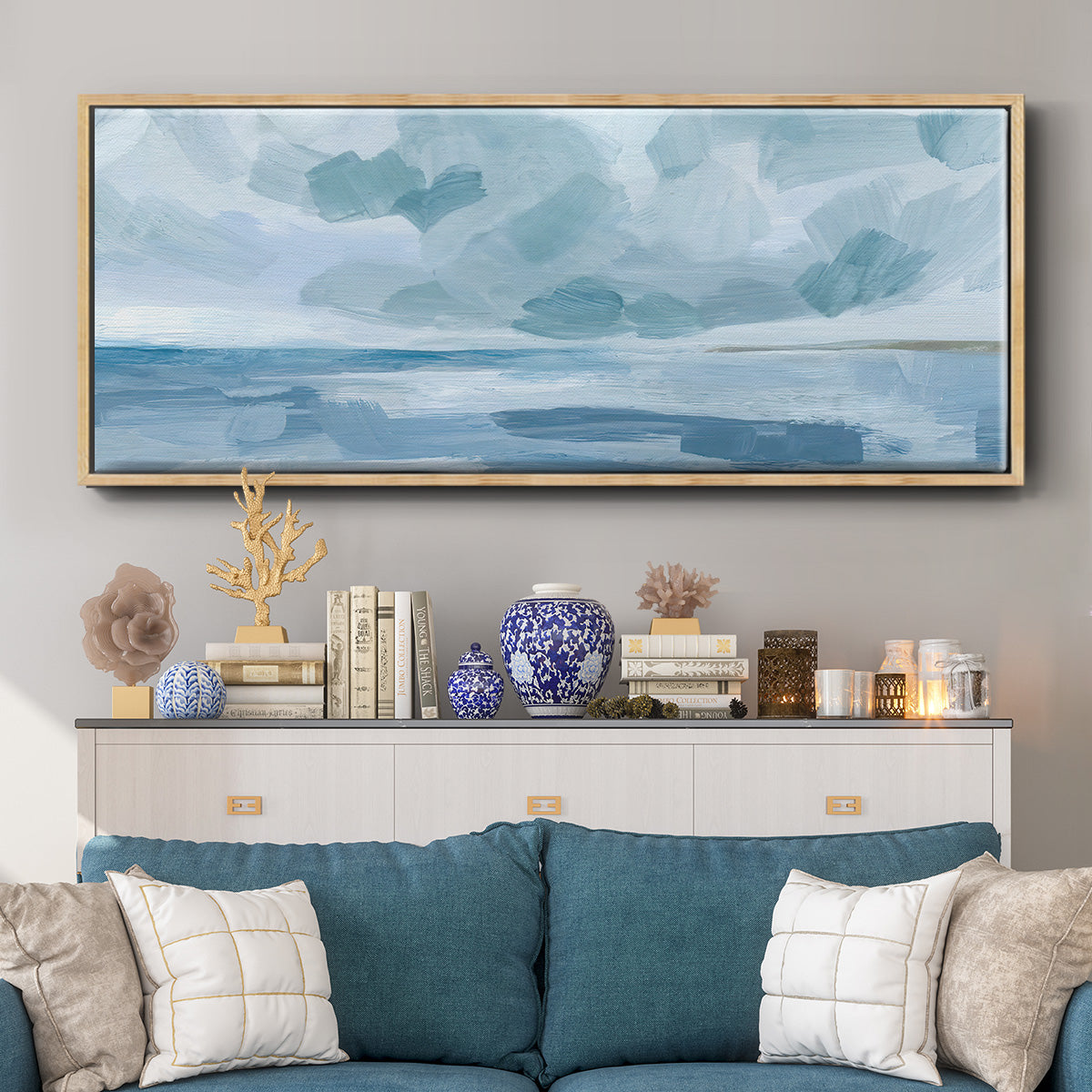 Calm Seascape II - Floater Framed Canvas Print
