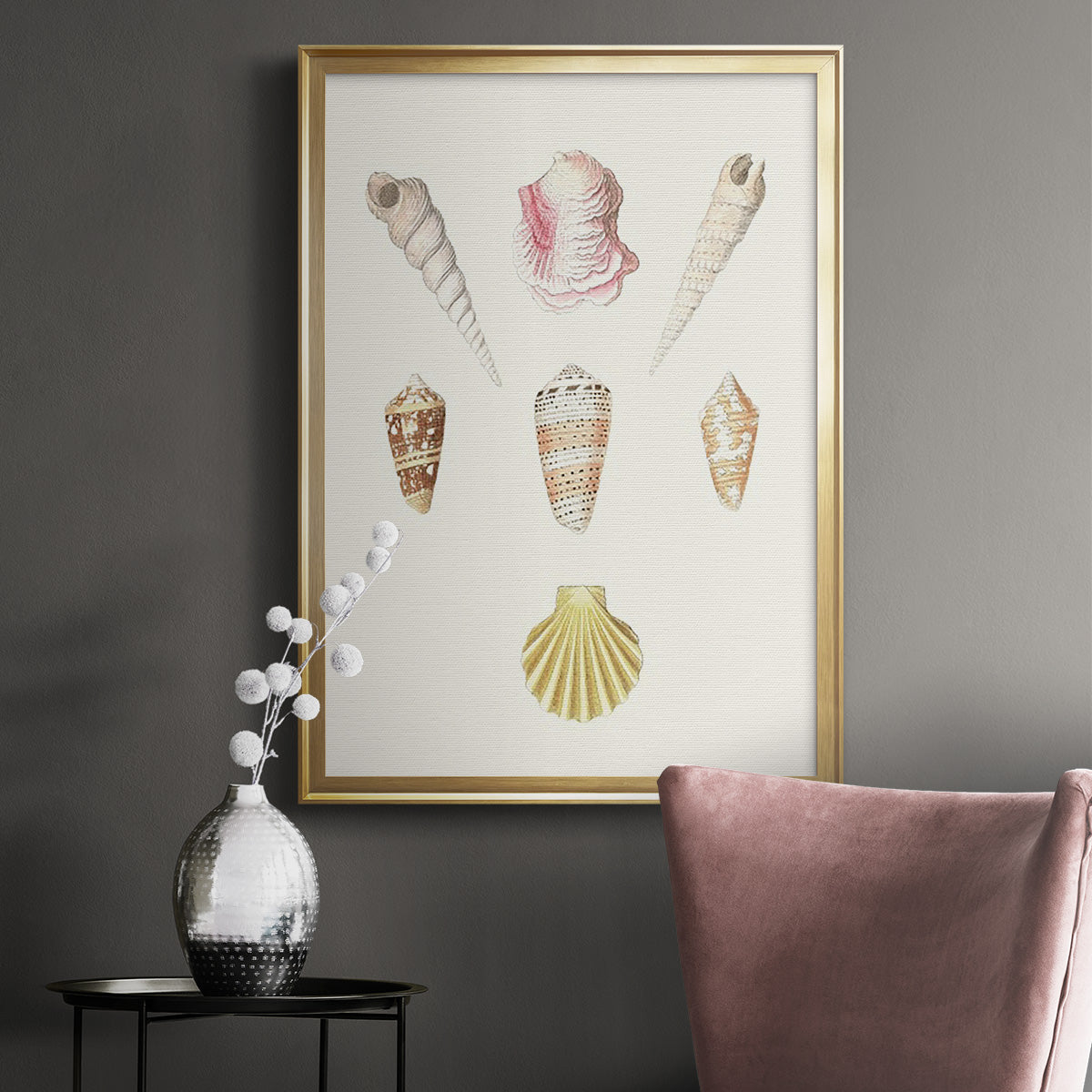 Pastel Knorr Shells I - Modern Framed Canvas Print