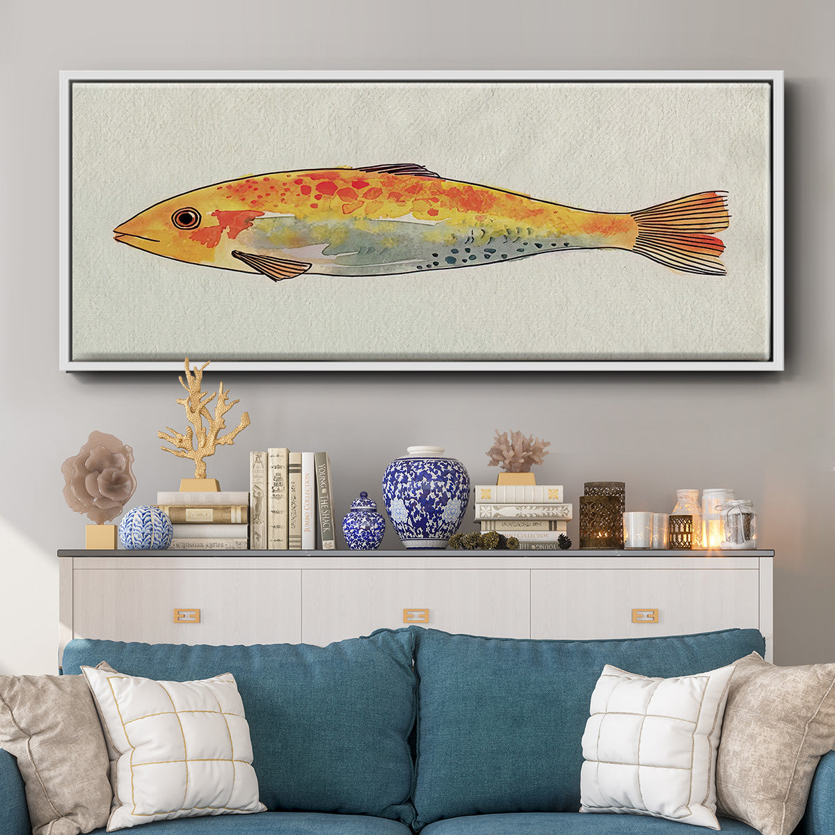 Fanciful Fish II - Floater Framed Canvas Print
