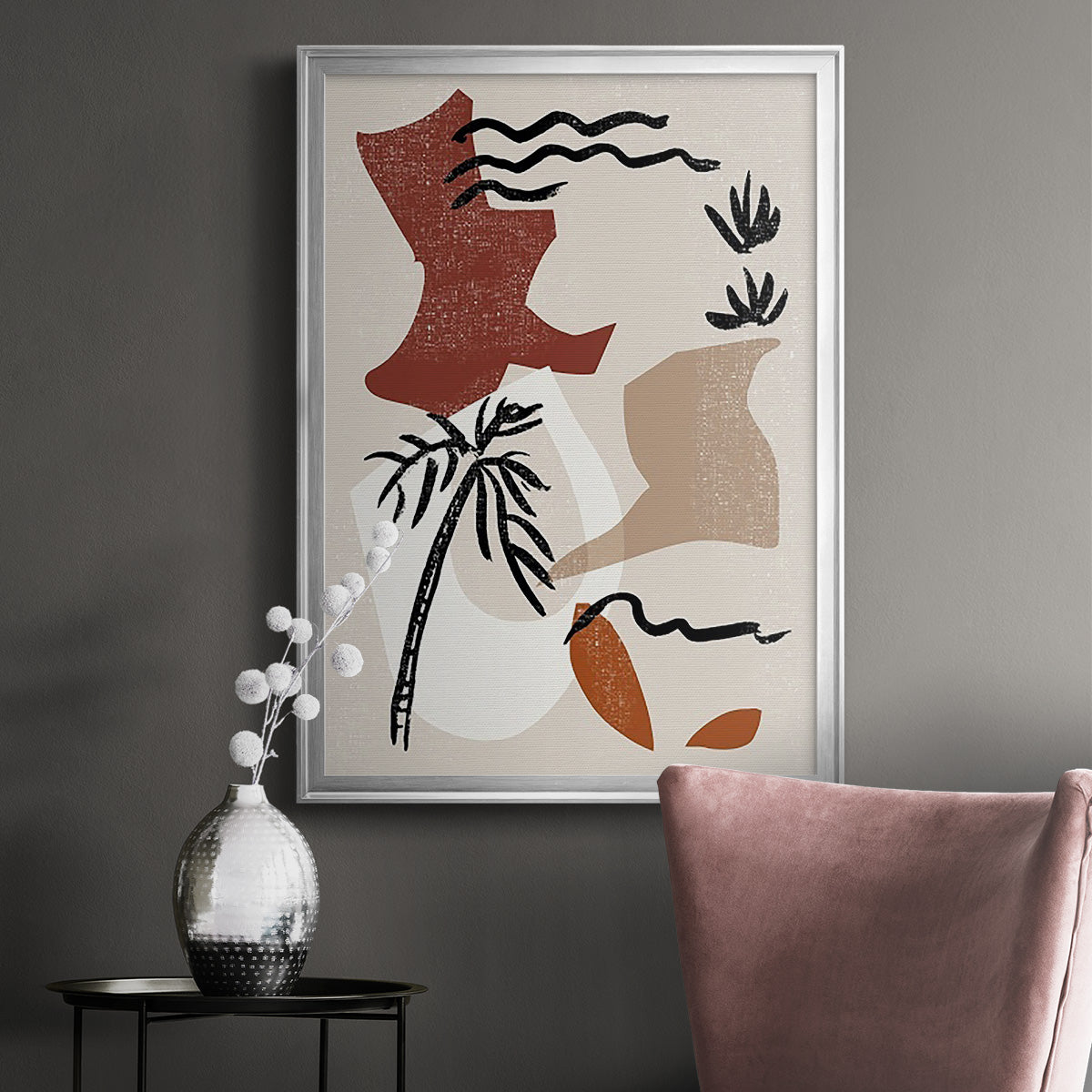 Soft Palms II - Modern Framed Canvas Print