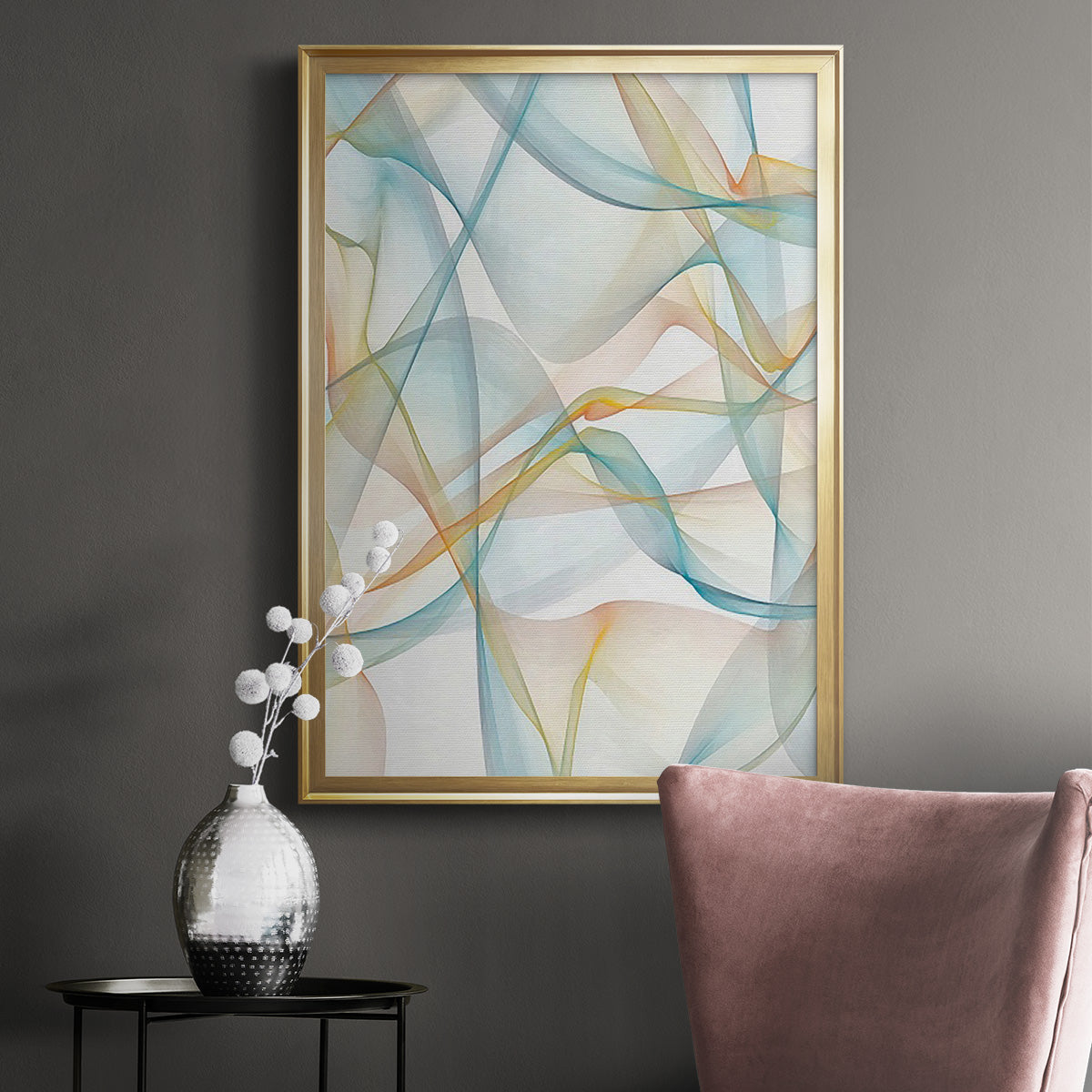 Curves and Waves IV - Modern Framed Canvas Print