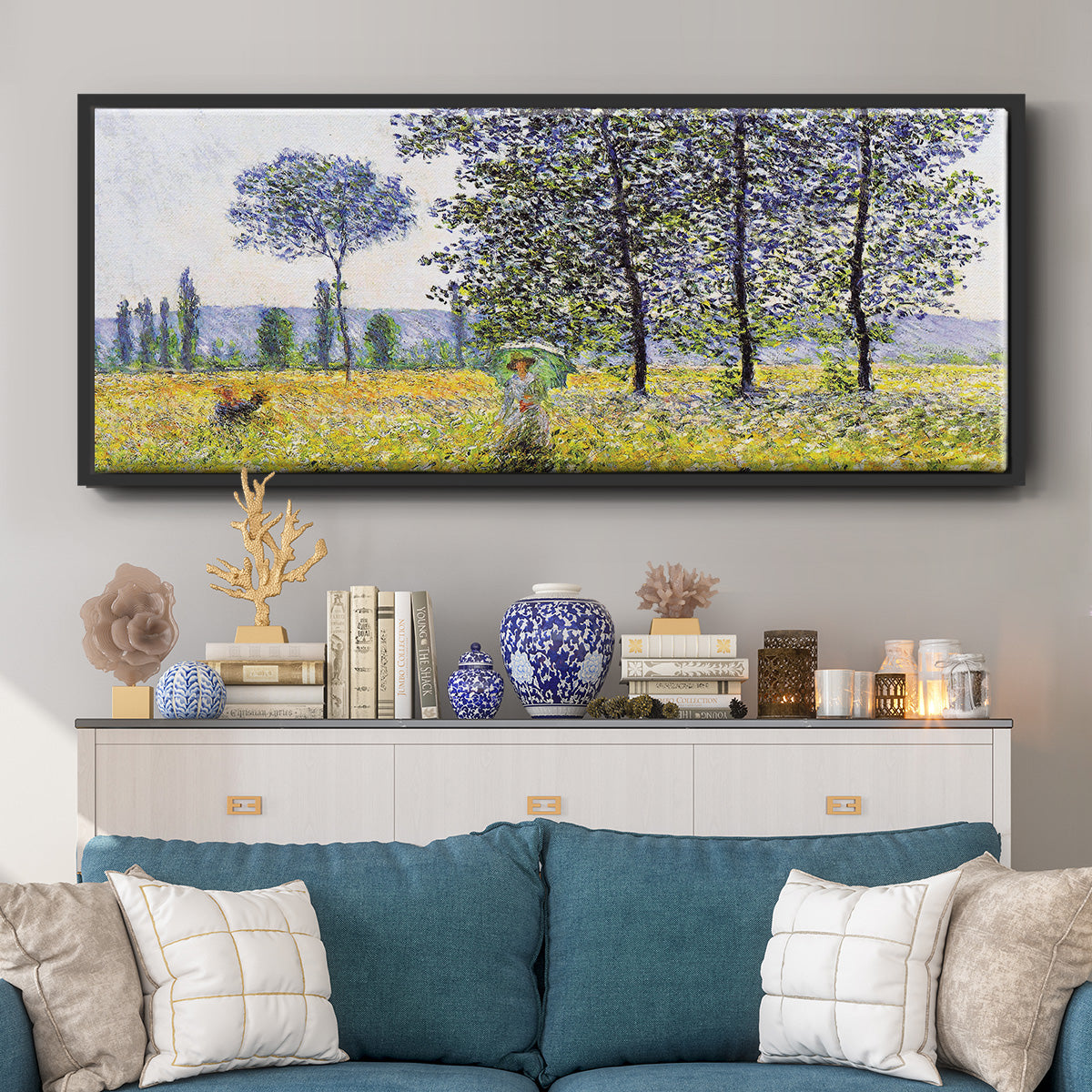 Sunlight Effect Under the Poplars, 1887 - Floater Framed Canvas Print