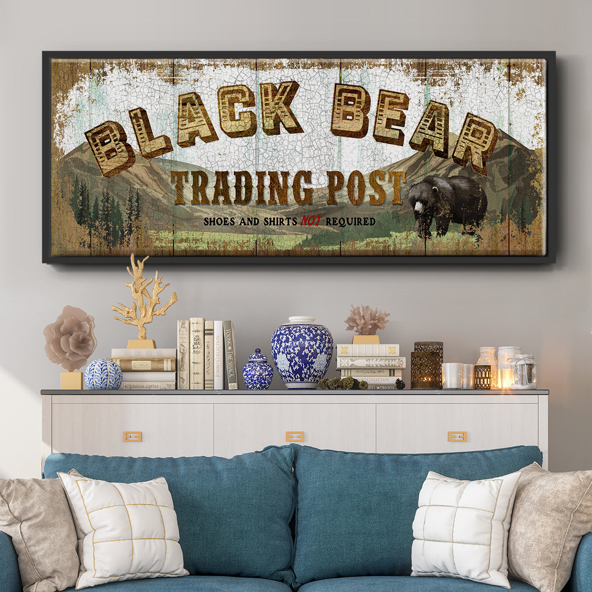 Black Bear Trading Post - Floater Framed Canvas Print