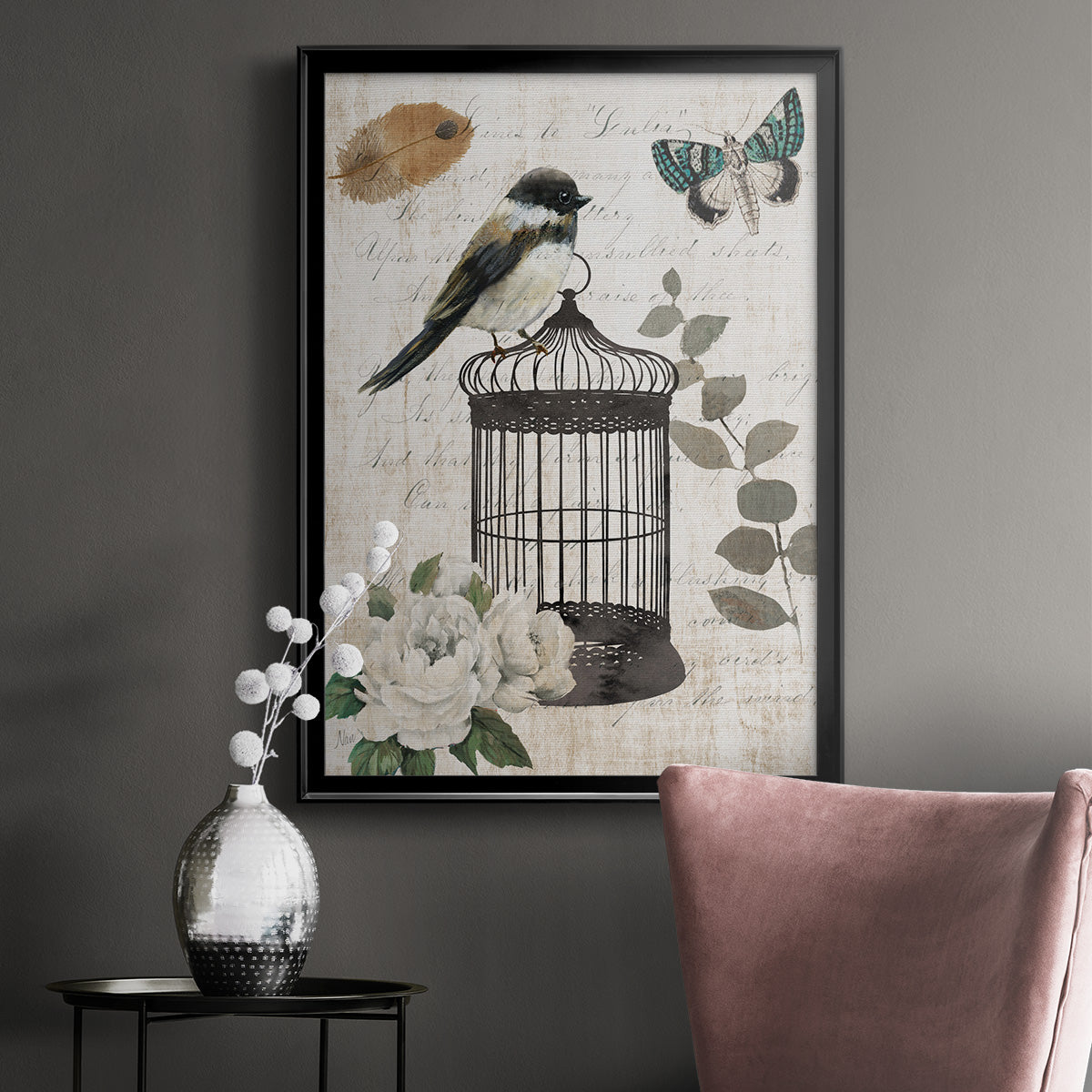 Vintage Menagerie I - Modern Framed Canvas Print