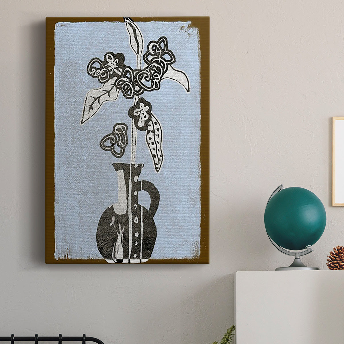 Graphic Flowers in Vase I Premium Gallery Wrapped Canvas - Ready to Hang