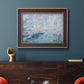Impressionist industrial harbor scene by Paul Signac in an ornate bronzed mahogany wood frame displayed in a dark-toned interior setting.