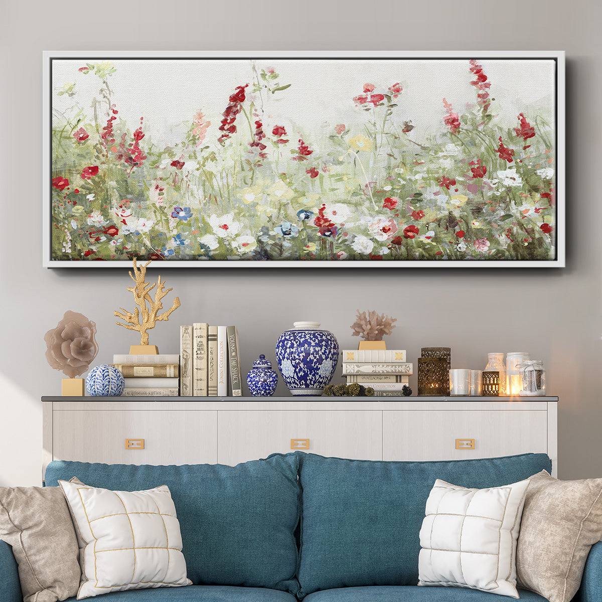 Sweet Spring Meadow - Floater Framed Canvas Print