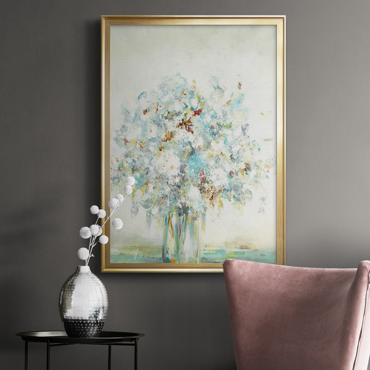 Textured Bouquet - Modern Framed Canvas Print