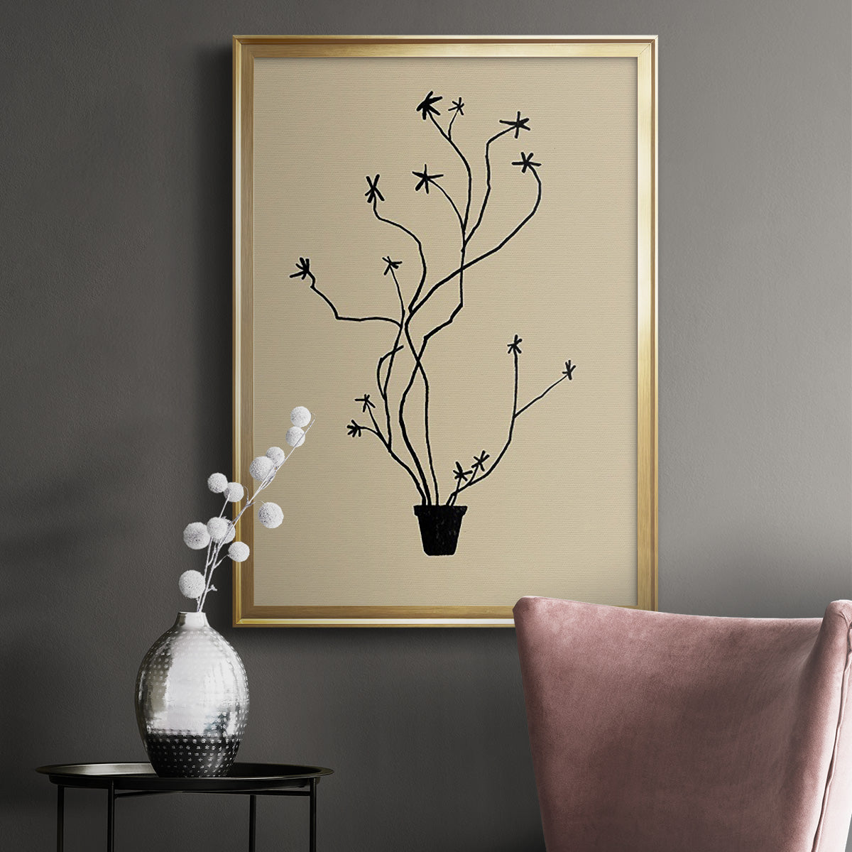 Spring Sprig Vase II - Modern Framed Canvas Print