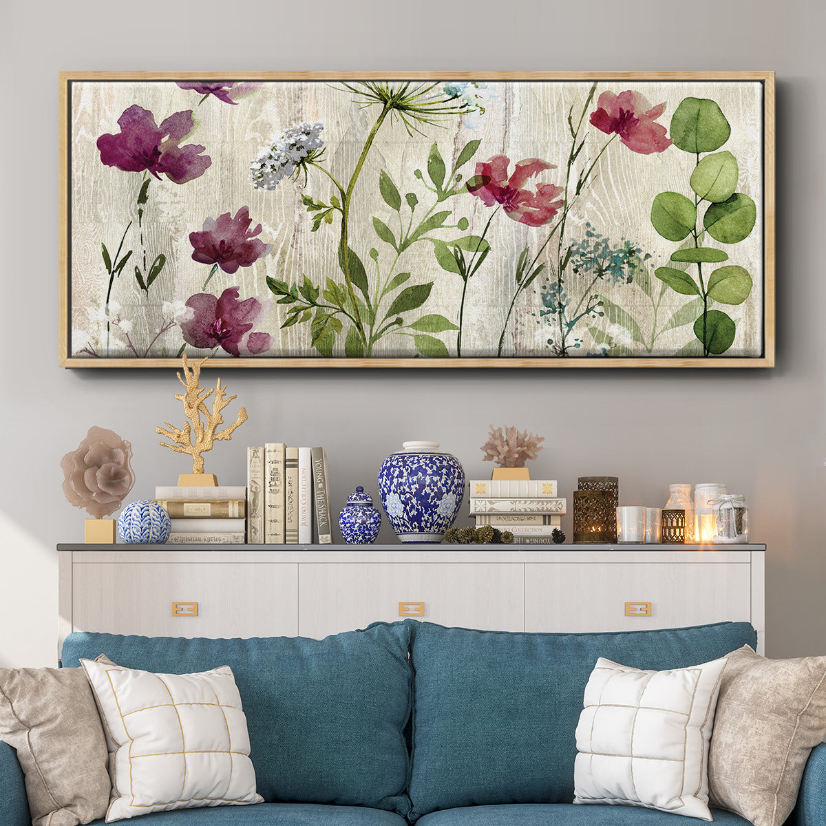 Meadow Flowers I - Floater Framed Canvas Print