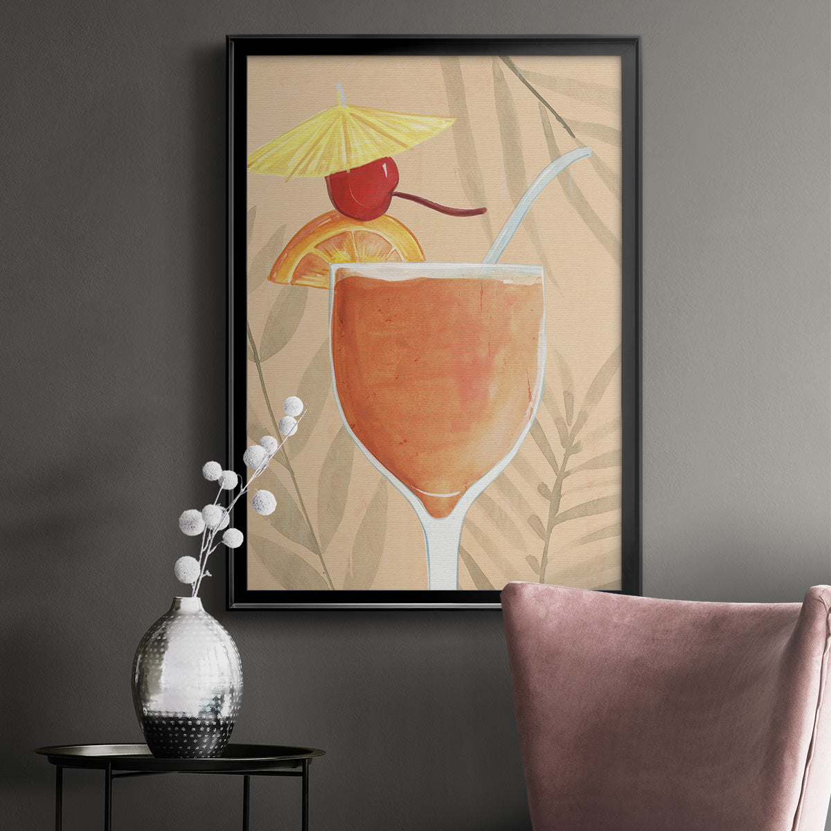 Tropical Cocktail I - Modern Framed Canvas Print