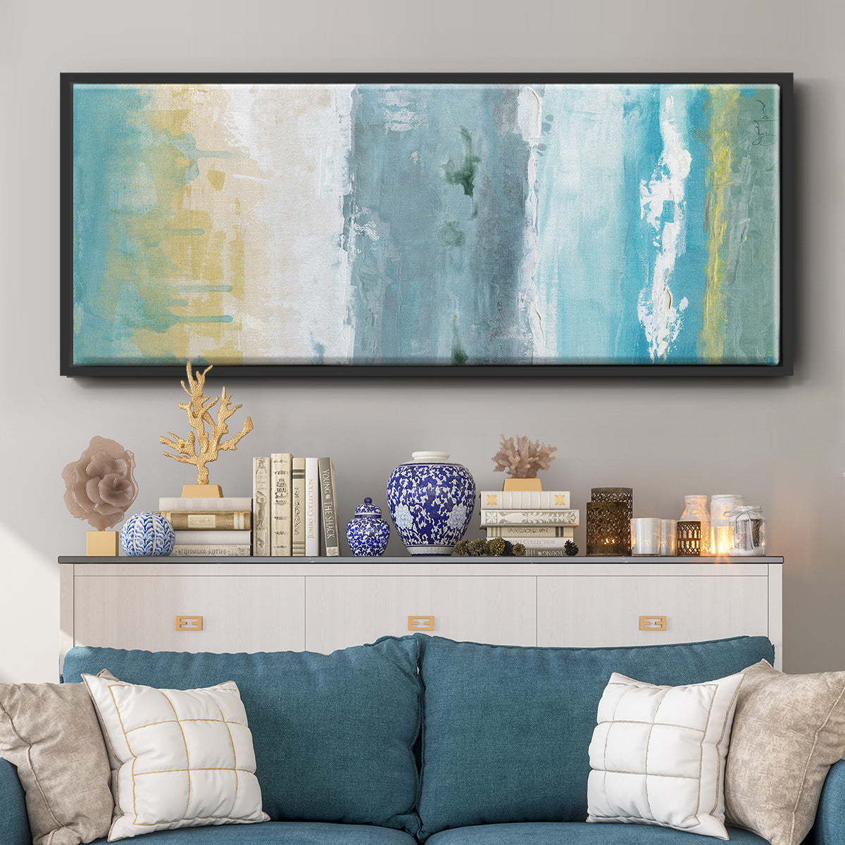 Beach Walk II - Floater Framed Canvas Print