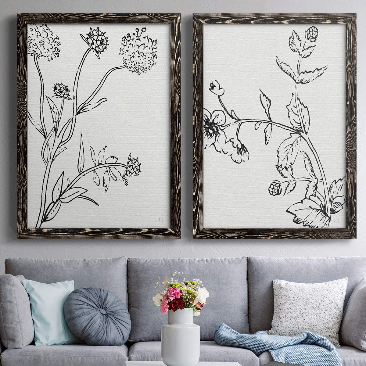 Botanical Study I   - Premium Framed Canvas 2 Piece Set - Ready to Hang