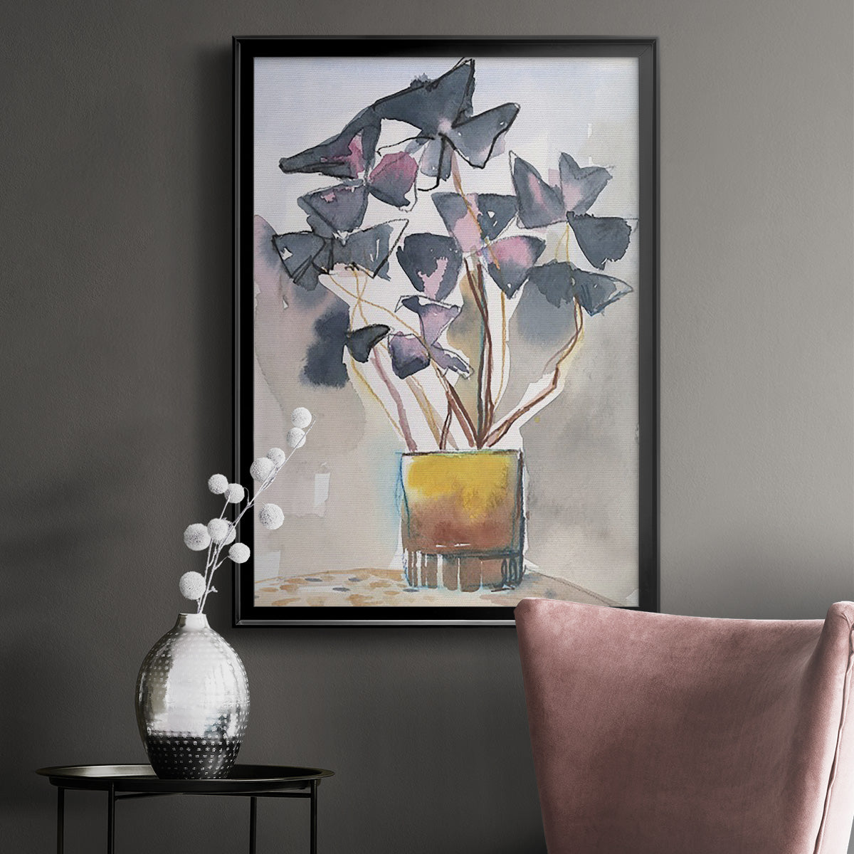 Oxalis in Vase II - Modern Framed Canvas Print