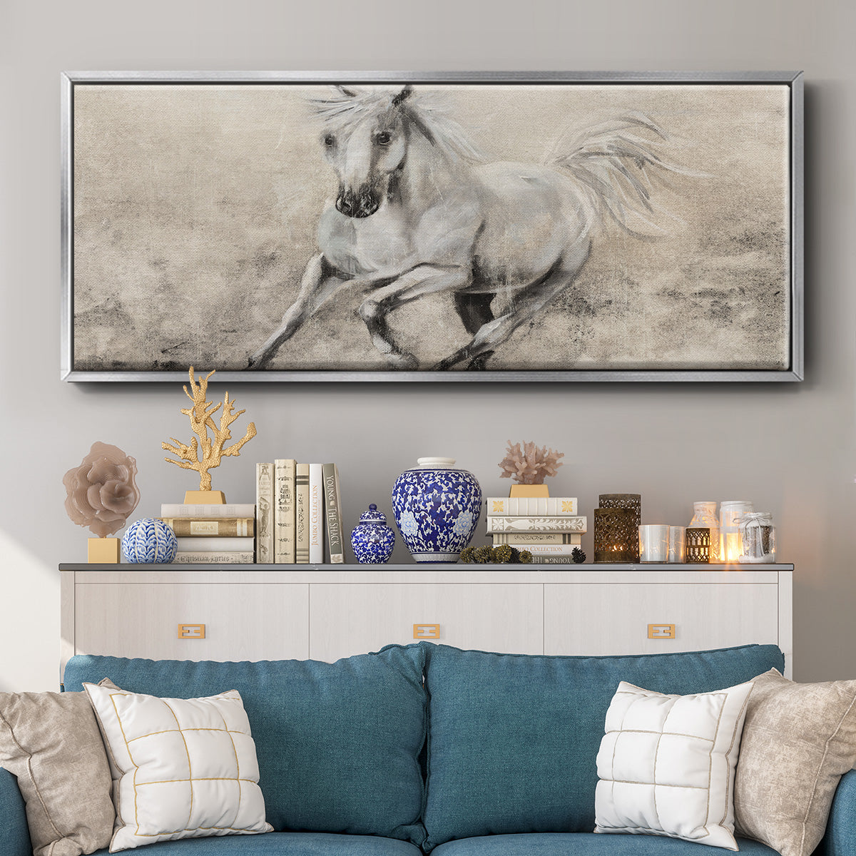 Majestic Stallion II - Floater Framed Canvas Print