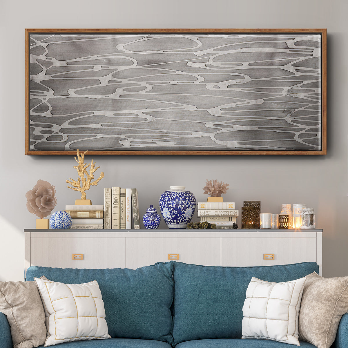 Slate Abstract - Floater Framed Canvas Print