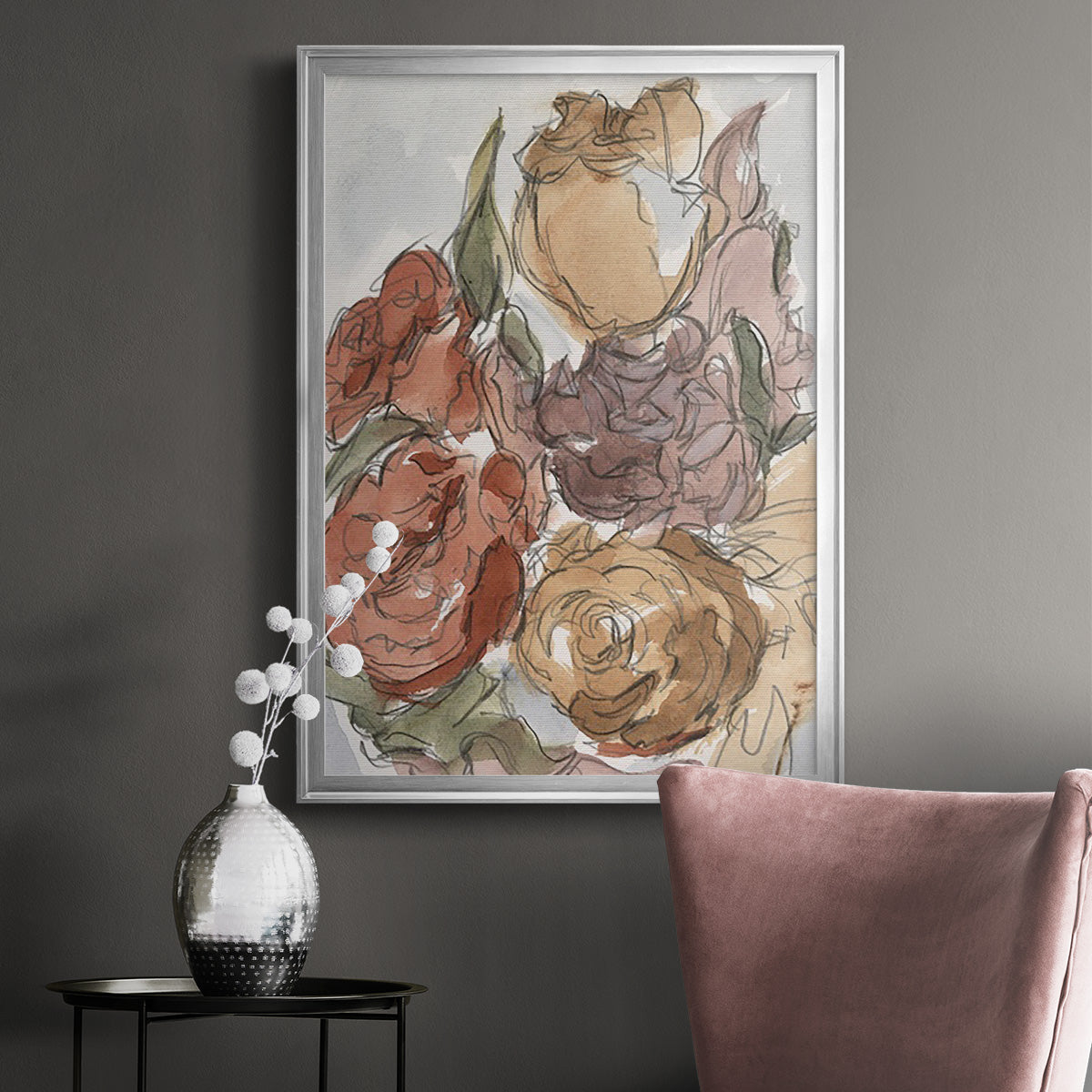 Cropped Floral Arrangement II - Modern Framed Canvas Print