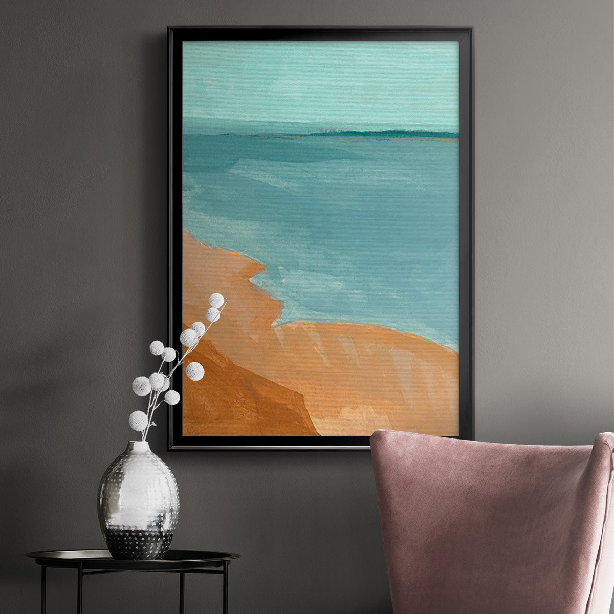 Out on the Sandbar II - Modern Framed Canvas Print