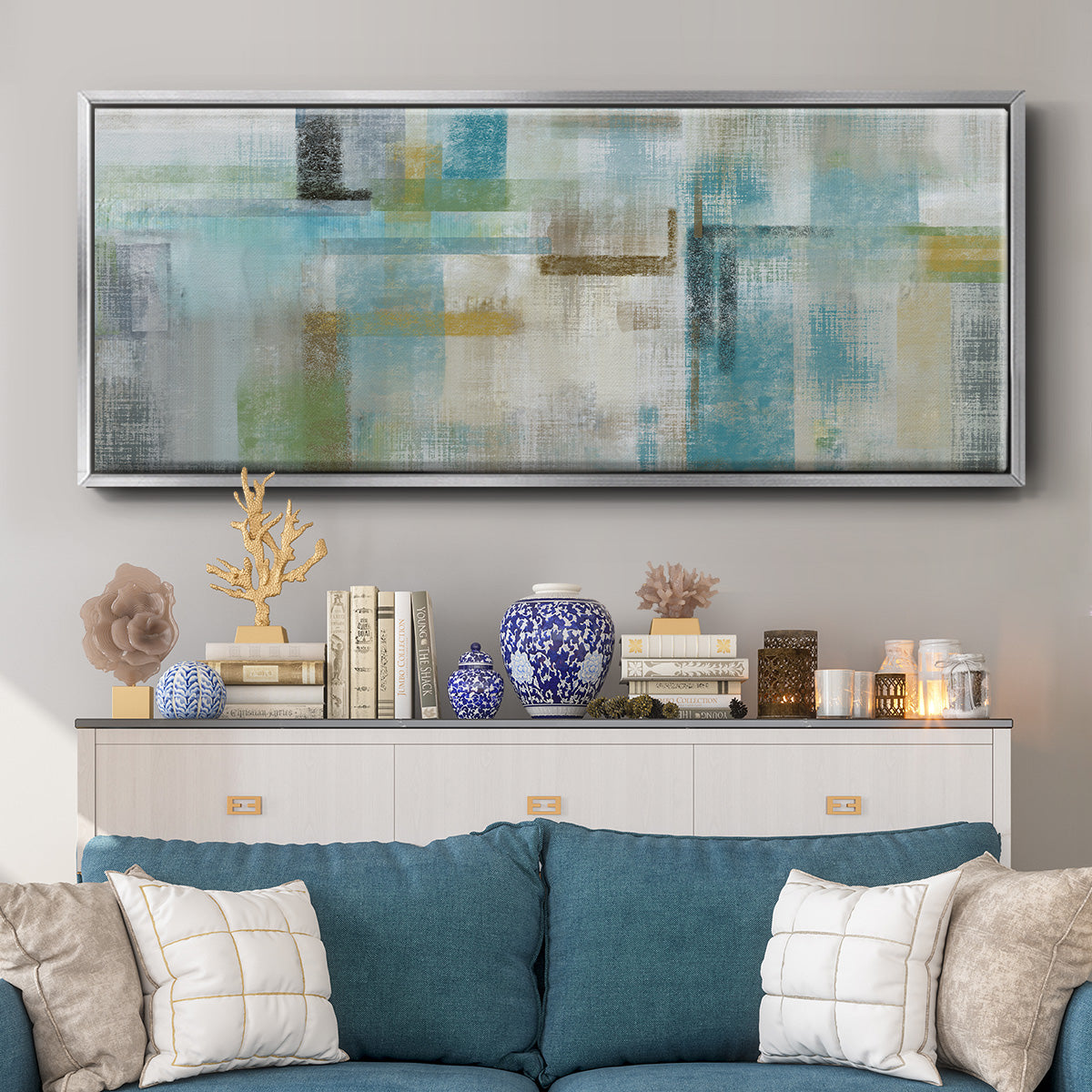 Bits and Pieces - Floater Framed Canvas Print